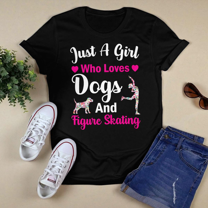 Just A Girl Who Loves Dogs And Figure Skating Cat Lover T-Shirt
