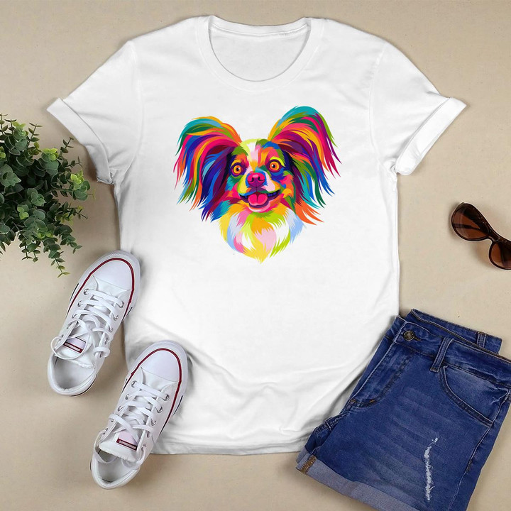 Pop Art Papillon Cute Paw Pet Gift Men Women Kids Dog Lover T-Shirt