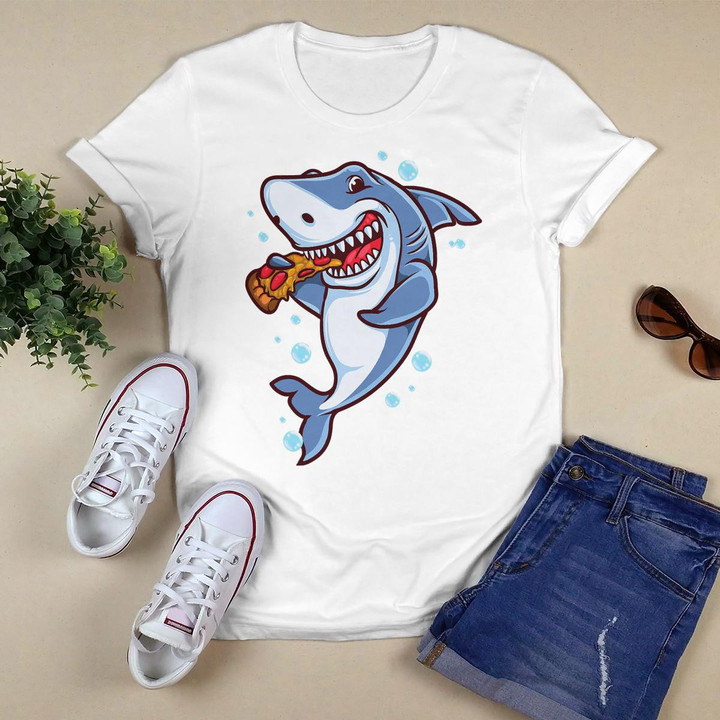 Cartoon Pizza Eating Shark Funny Sharks Pizzas T-Shirt