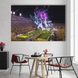 Lsu Football Night Game Stadium Canvas Print-View Of Lsu Tigers Stadium With Fireworks- Canvas Painting, 1 Panel Canvas Wall Art For Living Room