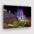 Lsu Football Night Game Stadium Canvas Print-View Of Lsu Tigers Stadium With Fireworks- Canvas Painting, 1 Panel Canvas Wall Art For Living Room