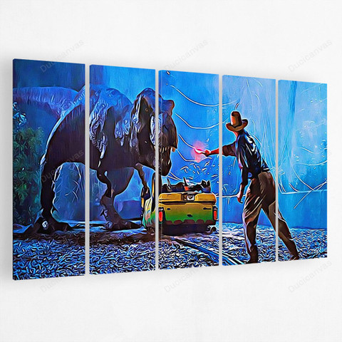 Jurassic Park Canvas Painting - 5 Panel Canvas Large Wall Art For Livi -  Ducicanvas