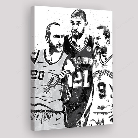Spurs Big Three: Tim Duncan, Manu Ginobili and Tony Parker limited edition  canvas giclee print