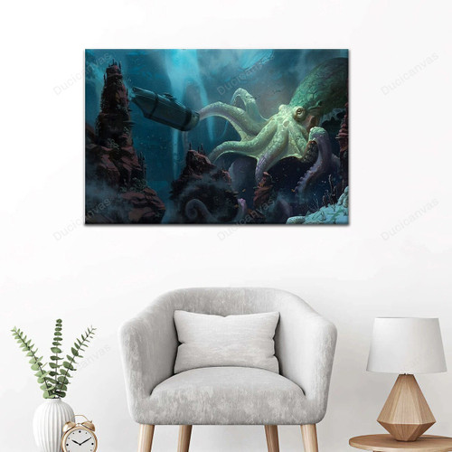 Kraken Octopus Ocean Painting Canvas - Canvas Print, Canvas Art, Wall Decor