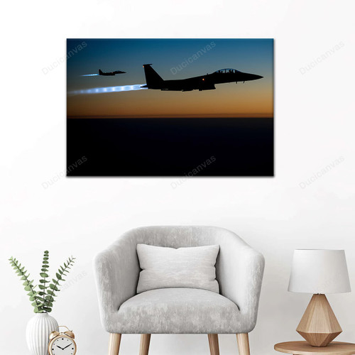 F-15 Fighter Jet Aircraft At Night Painting Canvas - Canvas Print, Canvas Art, Wall Decor