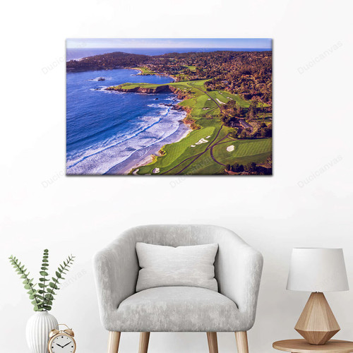 Pebble Beach Golf Course Purple  Painting Canvas - Canvas Print, Canvas Art, Wall Decor