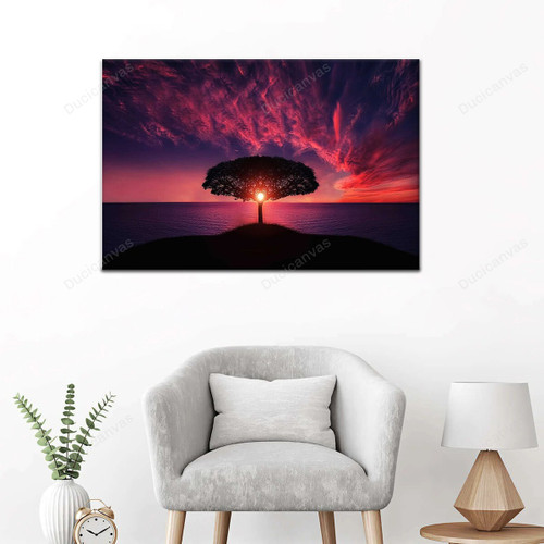 Sunset Tree Ocean Painting Canvas - Canvas Print, Canvas Art, Wall Decor, Canvas Art, Wall Decor
