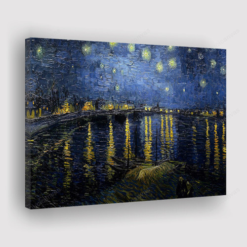 Starry Night Over The Rhone Canvas Print - Vincent Van Gogh Canvas Painting, Canvas Wall Art, Wall Decor For Living Room