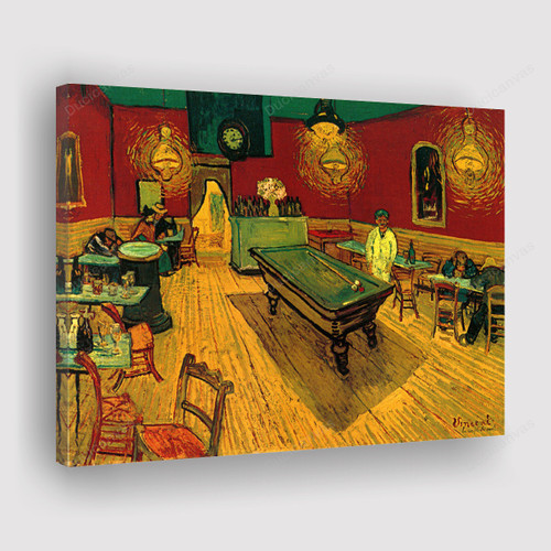 Billiard Pool Table Game Bar Restaurant Canvas Print - by Painter Vincent Van Gogh Canvas Painting, Canvas Wall Art, Wall Decor For Living Room