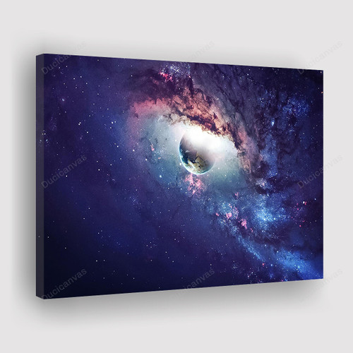 Universe with Planets, Stars and Galaxy Milky Way in Outer Space Astronomy Canvas Print - Canvas Painting, Canvas Wall Art, Wall Decor For Living Room