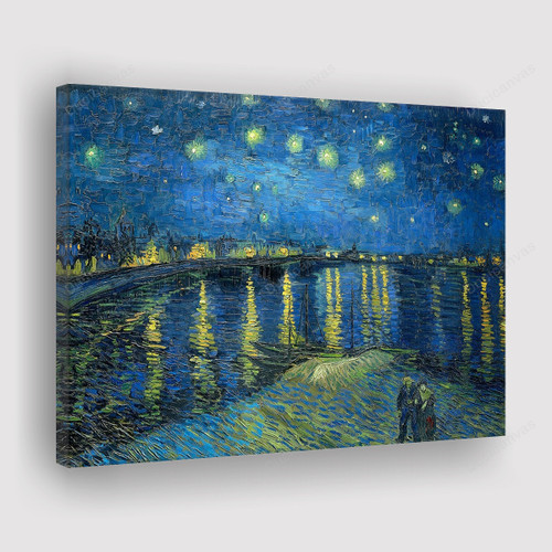 Starry Night Over the Rhone Vincent Van Gogh Canvas Print - Classic Painting Reproduction Canvas Painting, Canvas Wall Art, Wall Decor For Living Room