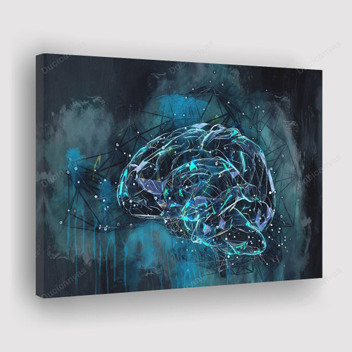 Human Brain Technology Vector Technology Canvas Print - Digital Brain Biology Cyberspaceificial Intelligence Canvas Painting, Canvas Wall Art, Wall Decor For Living Room