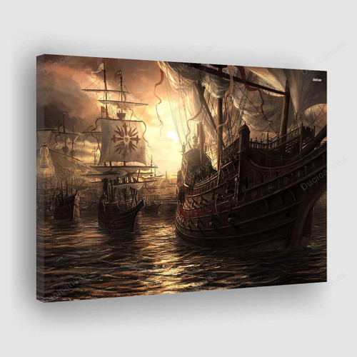 Pirate Ship Ocean Painting Canvas - Canvas Print, Canvas Art, Wall Decor