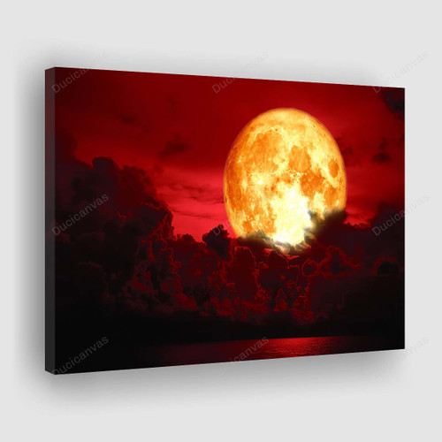 Full Blood Moon 5 Panels Painting Canvas - Canvas Print, Canvas Art, Wall Decor