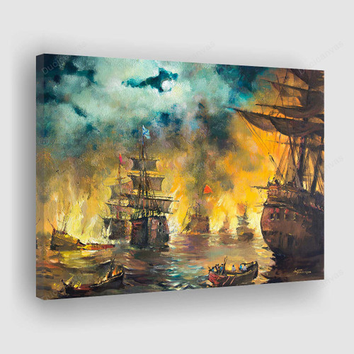 Sea Battle Battleships Mark Kremer Painting Canvas - Canvas Print, Canvas Art, Wall Decor