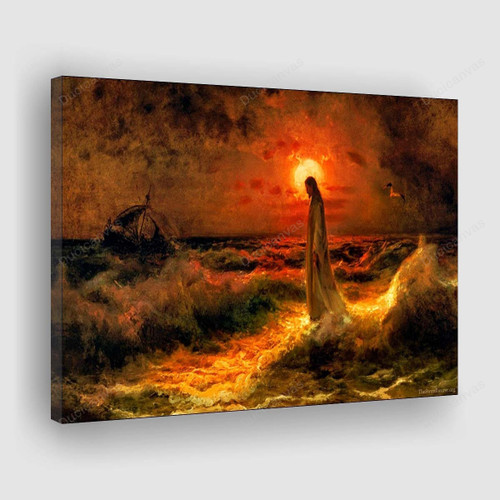 Jesus Walking On The Water Red Sea Painting Canvas - Canvas Print, Canvas Art, Wall Decor