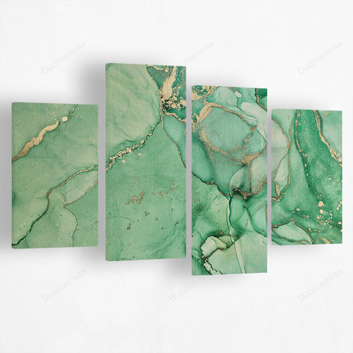 Modern Green Abstract Composition Canvas Art - 4 Panel Canvas Printing,Canvas Pictures,Canvas For Sale,Wall Decor For Bedroom