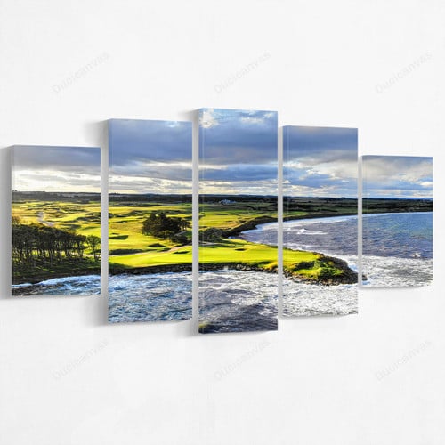 Kingsbarns Golf Links, Scotland Canvas Print - 5 Panel Canvas Large Wall Decor For Living Room,Canvas Painting,Canvas Art