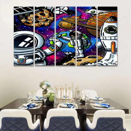 Astronot Astro Rock Canvas Painting - 5 Panel Canvas Large Wall Art For Living Room,Canvas Art,Wall Decor