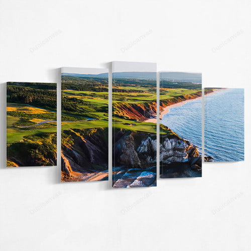 Cabot Cliffs Golf Course, Cape Breton, Canada Canvas Print - 5 Panel Canvas Large Wall Decor For Living Room,Canvas Painting,Canvas Art