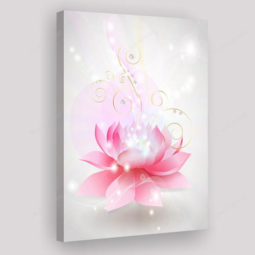 Blooming Pink Lotus Flower Abstract Meditation Zen Concept Floral Botanical Nature Canvas Painting - Canvas Prints, Canvas Wall Art, Wall Decor For Living Room