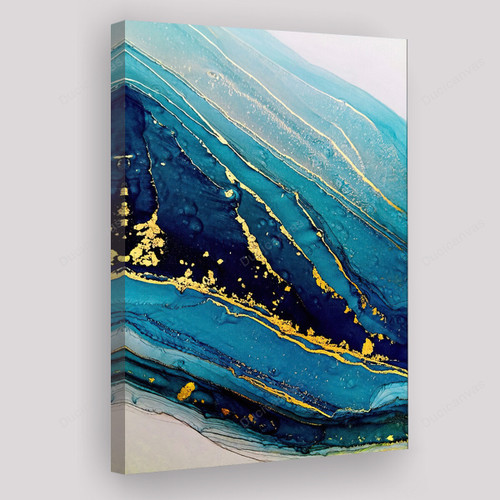 Abstract Blue And Gold Canvas Painting - Canvas Prints, Canvas Wall Art, Wall Decor For Living Room