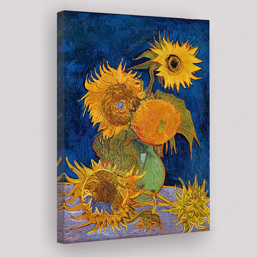 Vase With Five Sunflowers By Vincent Van Gogh Original Painting, Art - Wall Art, Canvas Art, Painting Canvas