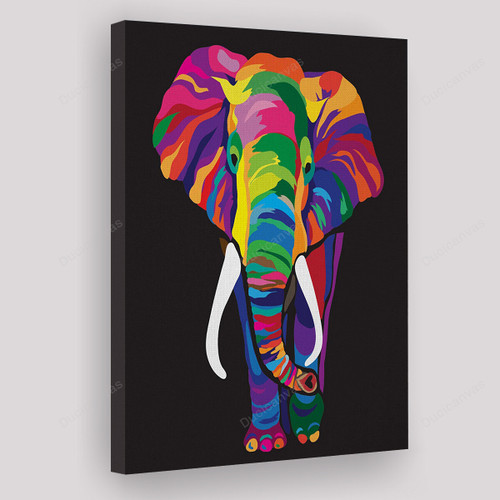 Colorful Elephant Abstract Canvas Painting - African Canvas Prints, Canvas Wall Art, Wall Decor For Living Room