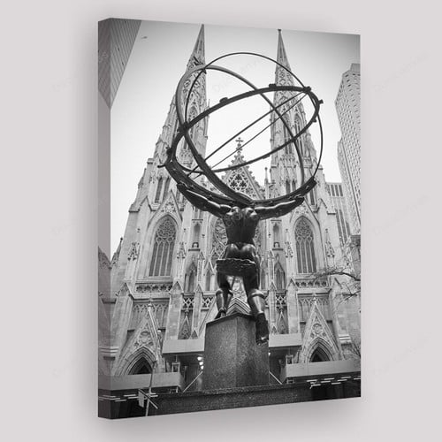 Atlas New York Painting Canvas - Canvas Prints, Canvas Wall Art, Wall Decor For Living Room