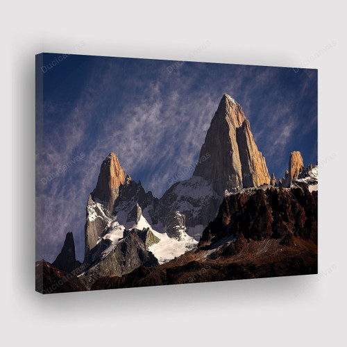 Back Side View Of Fitz Roy Mountain Fine Art Photo Canvas Print - Canvas Painting, Canvas Wall Art, Wall Decor For Living Room