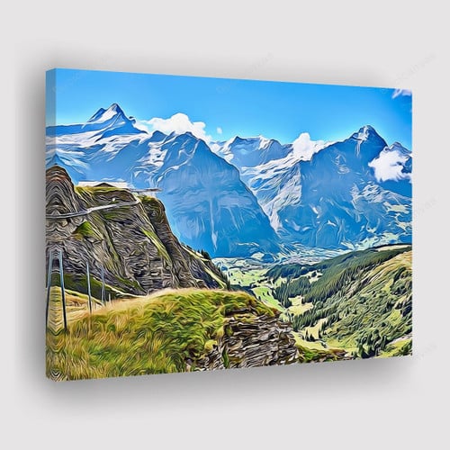 Alpine Valley Canvas Print - Canvas Painting, Mountain Landscape, Canvas Wall Art, Wall Decor For Living Room