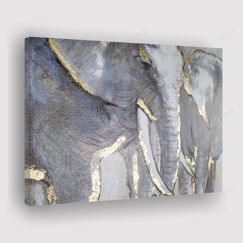 Graham & Brown 24 In. X 31 In. Metallic Elephant Family Canvas Print - Canvas Painting, Canvas Wall Art, Wall Decor For Living Room