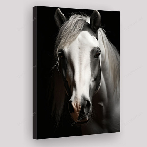A White Horse In Black And White Style Painting Canvas - Canvas Prints, Canvas Wall Art, Wall Decor For Living Room