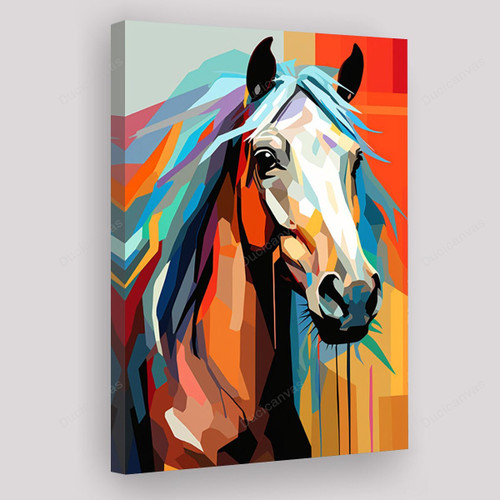 Horse Abstract In The Style Of Digital Constructivism Painting Canvas - Canvas Prints, Canvas Wall Art, Wall Decor For Living Room