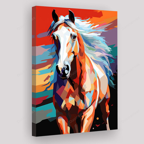 Horse Abstract In The Style Of Digital Constructivism Painting Canvas - Canvas Prints, Canvas Wall Art, Wall Decor For Living Room