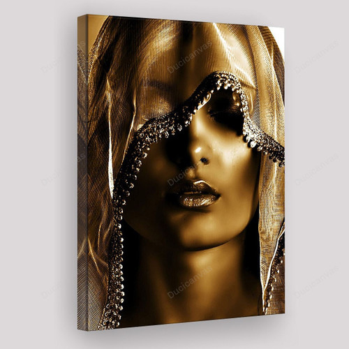 Golden Girl Painting Canvas - Canvas Prints, Gold African Women, Canvas Wall Art, Wall Decor For Living Room