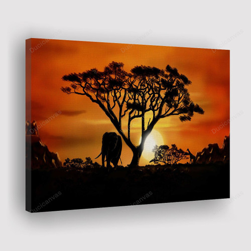 African Sunset Art Canvas Print - Canvas Painting, Canvas Wall Art, Wall Decor For Living Room