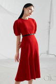Red Fishtail Dress, Round Neck