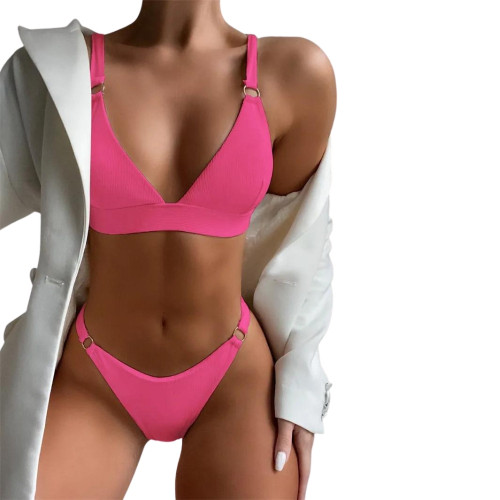 The CHIC - 10 Colors 2023 Summer Female Swimsuit Halter Brazilian Bikini Women Swimwear Push Up Bikini Set Ring Bathing Suit