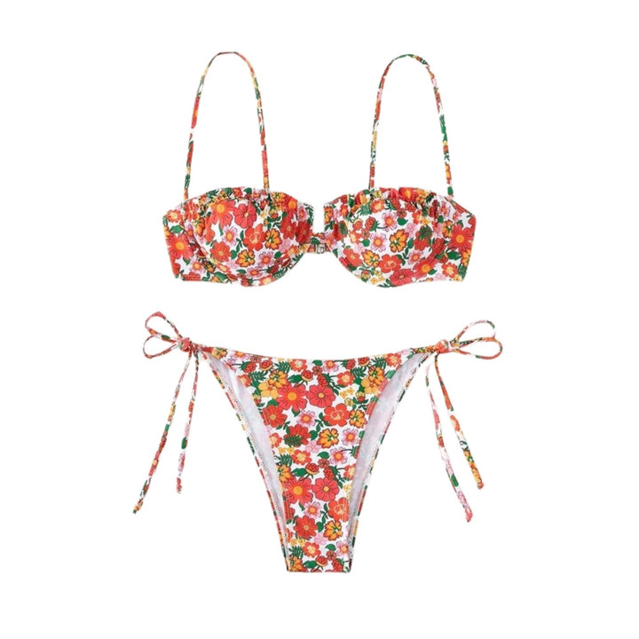 The CHIC - Floral Underwire Tie Side Bikini Swimsuit