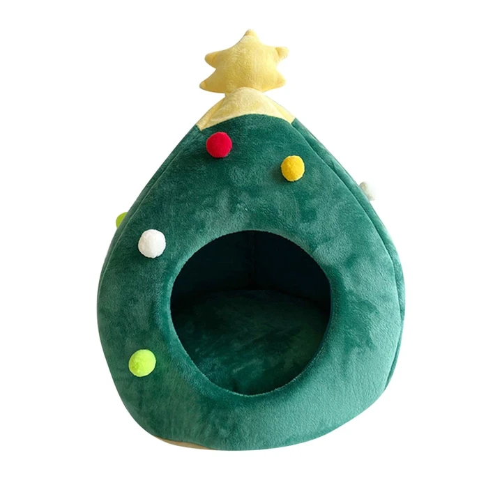 Christmas Tree Shape Dog Cat Bed House Soft Nest Tree Shape Pet Bed Cat Winter Warm Bed Cave Tent Pet New Year Gift Navidad