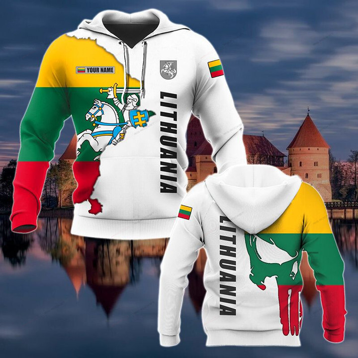 Customize Lithuania Map Skull Unisex Adult Shirts
