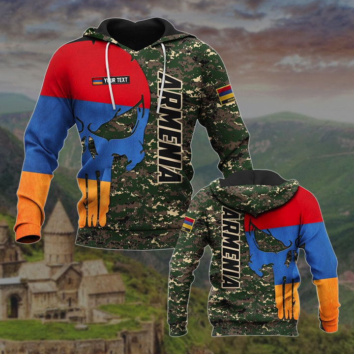Customize Armenia Skull Flag Camo Hoodies Shirts