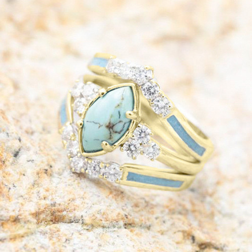 Turquoise Stone Ring Set