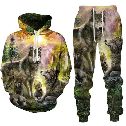 Forest Wolf 3d Printed Hoodie Suit for Men