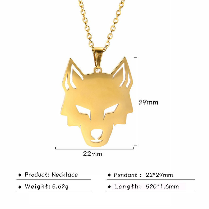 Wolf Head Pendant Necklace 