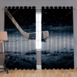 Hockey Stick And Puck On The Ice Rink Window Curtains - Blackout Curtains, Living Room Curtains For Window