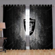 Raiders Sports Logo With White And Black Raiders Window Curtains - Blackout Curtains, Living Room Curtains For Window