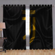 Juventus Fc Window Curtains - Black Silk Golden Emblem Blackout Curtains, Living Room Curtains For Window