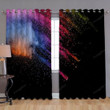 Multicolored Splashes Window Curtains - Black Blackout Curtains, Living Room Curtains For Window